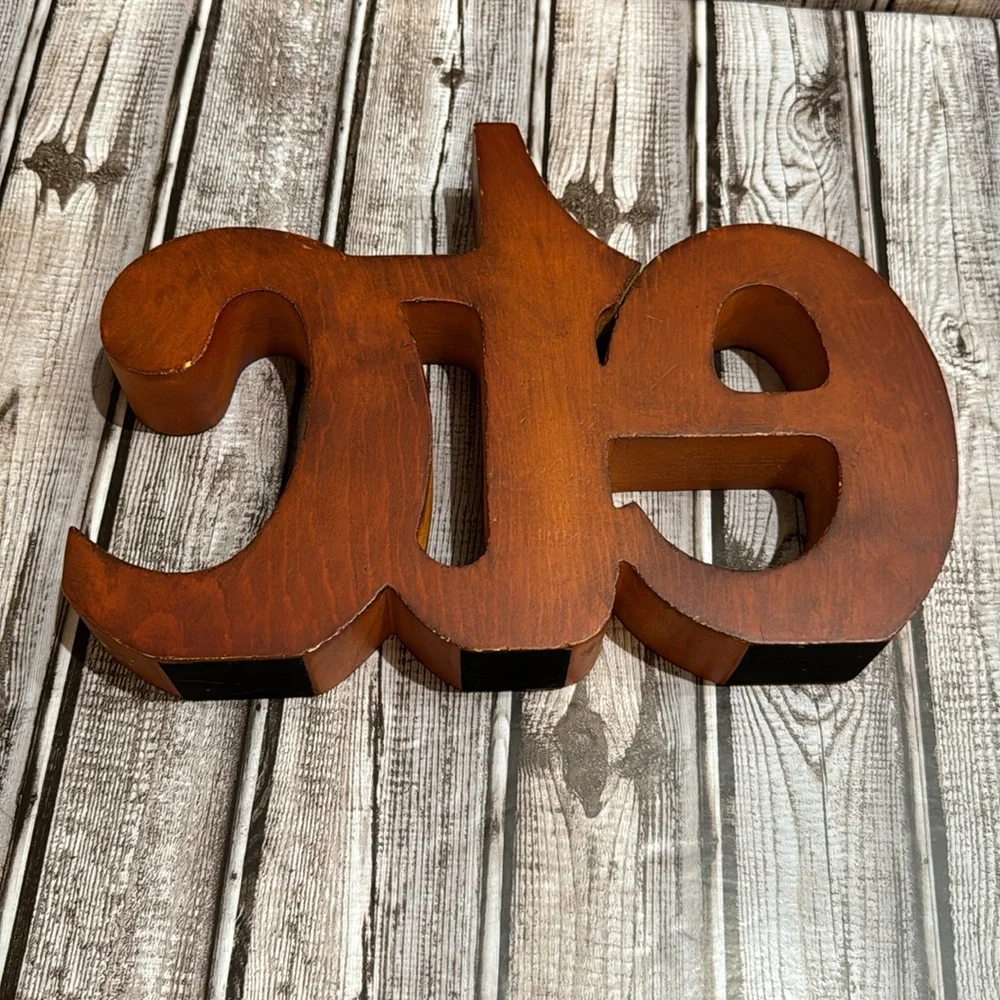 Retro Wooden Etc Carved Stained Block Letter Decorative Standing Art Sign